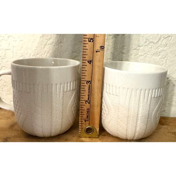 Modern Gourmet Foods Stoneware Mugs Set Of 2 With Knit Texture - Picture 2 of 7